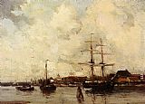 A View Of Harlingen Harbour by Willem George Frederik Jansen